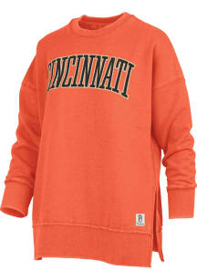Pressbox Cincinnati Womens Orange Wordmark Crew Sweatshirt