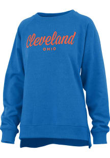 Pressbox Cleveland Womens Blue Wordmark Crew Sweatshirt