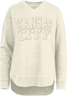 Pressbox Kansas City Womens Ivory Stacked Script Crew Sweatshirt