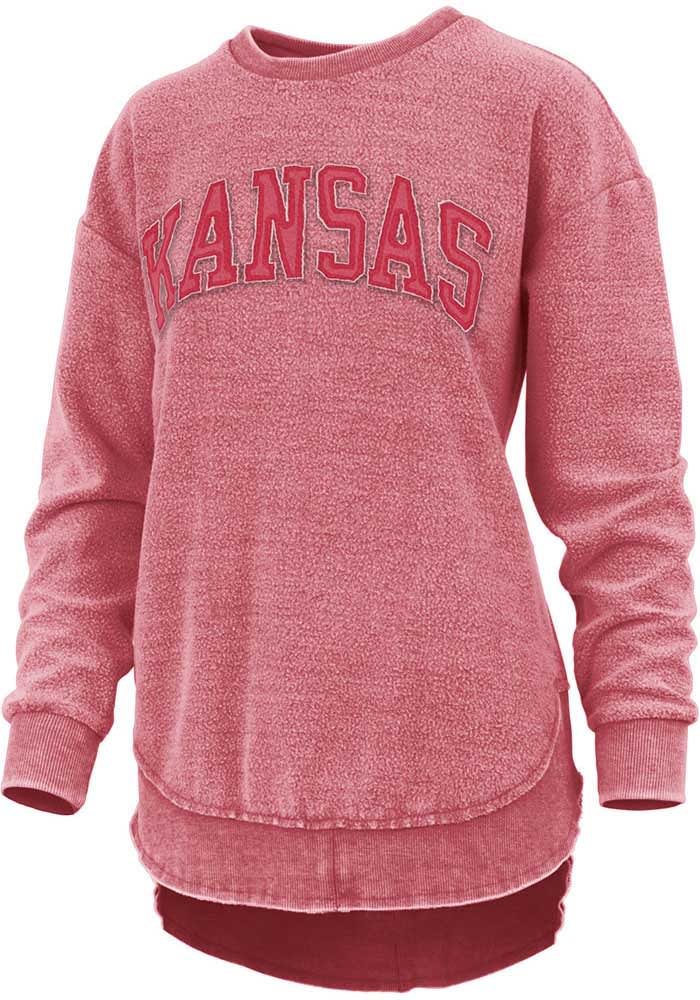 Kansas Jayhawks Womens Red Ponchoville Crew Sweatshirt