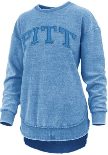 Pressbox Pitt Panthers Womens Blue Ponchoville Crew Sweatshirt