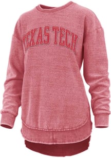Pressbox Texas Tech Red Raiders Womens Red Ponchoville Crew Sweatshirt