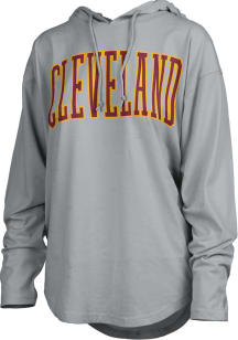 Pressbox Cleveland Womens Grey Arched Wordmark Hooded Sweatshirt
