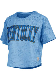 Pressbox Kentucky Wildcats Womens Blue Sun Wash Crop Short Sleeve T-Shirt