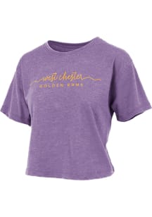 Pressbox West Chester Golden Rams Womens Purple Vintage Crop Short Sleeve T-Shirt