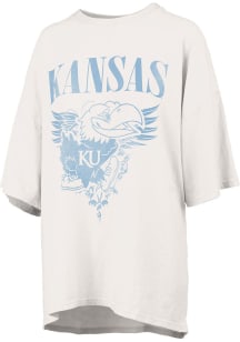 Pressbox Kansas Jayhawks Womens White Rock and Roll Short Sleeve T-Shirt