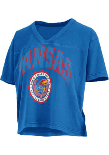 Pressbox Kansas Jayhawks Womens Blue Syacmore Short Sleeve T-Shirt