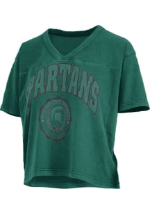 Pressbox Michigan State Spartans Womens Green Syacmore Short Sleeve T-Shirt