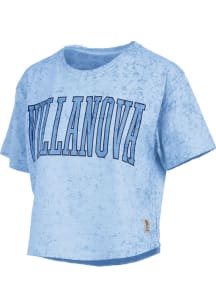 Pressbox Villanova Wildcats Womens Light Blue Sun Wash Crop Short Sleeve T-Shirt