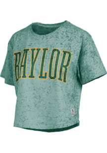 Pressbox Baylor Bears Womens Green Sun Wash Crop Short Sleeve T-Shirt