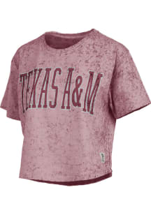 Pressbox Texas A&amp;M Aggies Womens Maroon Sun Wash Crop Short Sleeve T-Shirt