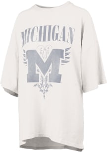 Pressbox Michigan Wolverines Womens White Rock and Roll Short Sleeve T-Shirt