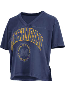 Pressbox Michigan Wolverines Womens Navy Blue Syacmore Short Sleeve T-Shirt