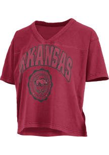 Pressbox Arkansas Razorbacks Womens Crimson Syacmore Short Sleeve T-Shirt