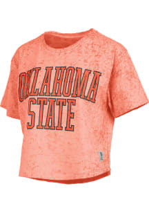Pressbox Oklahoma State Cowboys Womens Orange Sun Wash Crop Short Sleeve T-Shirt