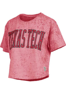 Pressbox Texas Tech Red Raiders Womens Red Sun Wash Crop Short Sleeve T-Shirt