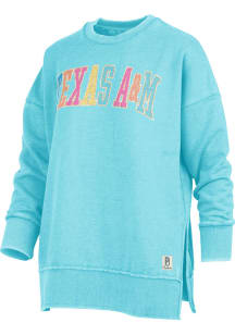 Pressbox Texas A&amp;M Aggies Womens Teal Sunshine Multi Color Glitter Crew Sweatshirt