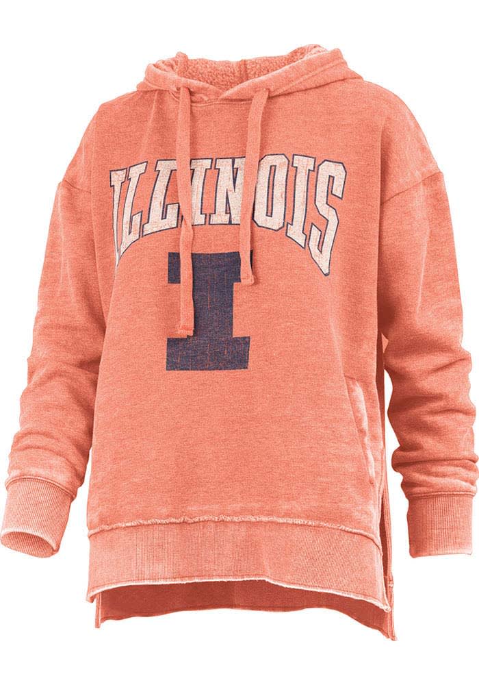 Pressbox illinois fighting illini womens orange vintage fleece hoodie