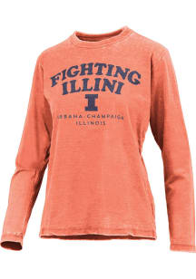 Pressbox Illinois Fighting Illini Womens Orange Polly LS Tee