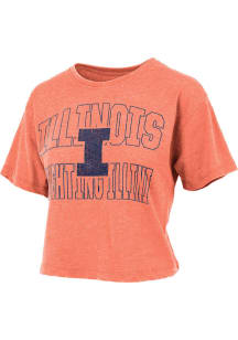Pressbox Illinois Fighting Illini Womens Orange Waist length Short Sleeve T-Shirt