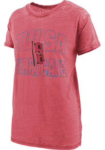 Pressbox Tulsa Golden Hurricane Womens Red Burnout Maxine Short Sleeve T-Shirt