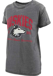 Pressbox Northern Illinois Huskies Womens Black Burnout Boyfriend Short Sleeve T-Shirt