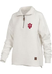 Womens Indiana Hoosiers Ivory Pressbox Salem Qtr Zip