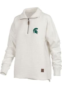 Pressbox Michigan State Spartans Womens Ivory Salem 1/4 Zip Pullover