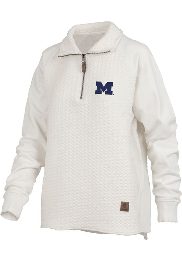 Michigan Wolverines Pressbox Womens IVORY Salem Long Sleeve Qtr