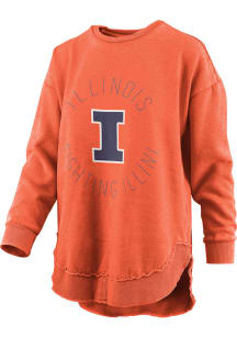Pressbox Illinois Fighting Illini Womens Orange Poncho Crew Sweatshirt