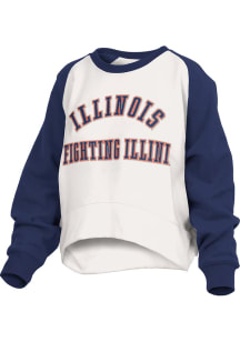 Pressbox Illinois Fighting Illini Womens White Lotus Crew Sweatshirt