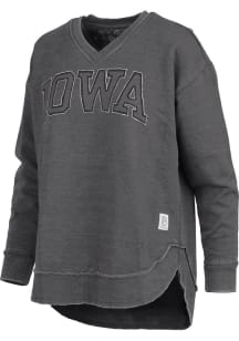 Pressbox Iowa Hawkeyes Womens Black West Hall Crew Sweatshirt