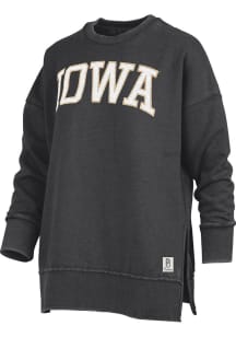 Womens Iowa Hawkeyes Black Pressbox Stone Gala Crew Sweatshirt