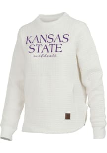 Womens K-State Wildcats Ivory Pressbox Champagne Crew Sweatshirt