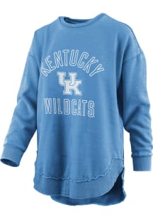 Pressbox Kentucky Wildcats Womens Blue Poncho Crew Sweatshirt