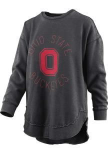 Pressbox Ohio State Buckeyes Womens Black Poncho Crew Sweatshirt