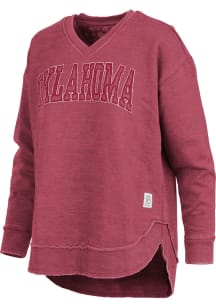 Pressbox Oklahoma Sooners Womens Crimson West Hall Crew Sweatshirt