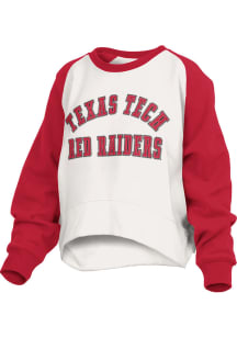 Pressbox Texas Tech Red Raiders Womens White Lotus Crew Sweatshirt