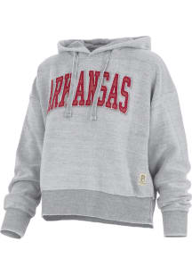 Pressbox Arkansas Razorbacks Womens Grey Oxford Hooded Sweatshirt
