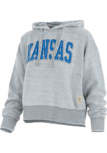 Pressbox Kansas Jayhawks Womens Grey Oxford Hooded Sweatshirt