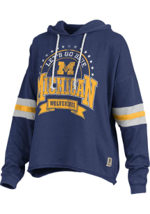Pressbox Michigan Wolverines Womens Navy Blue Moonstone Hooded Sweatshirt