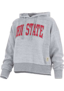 Pressbox Ohio State Buckeyes Womens Grey Oxford Hooded Sweatshirt