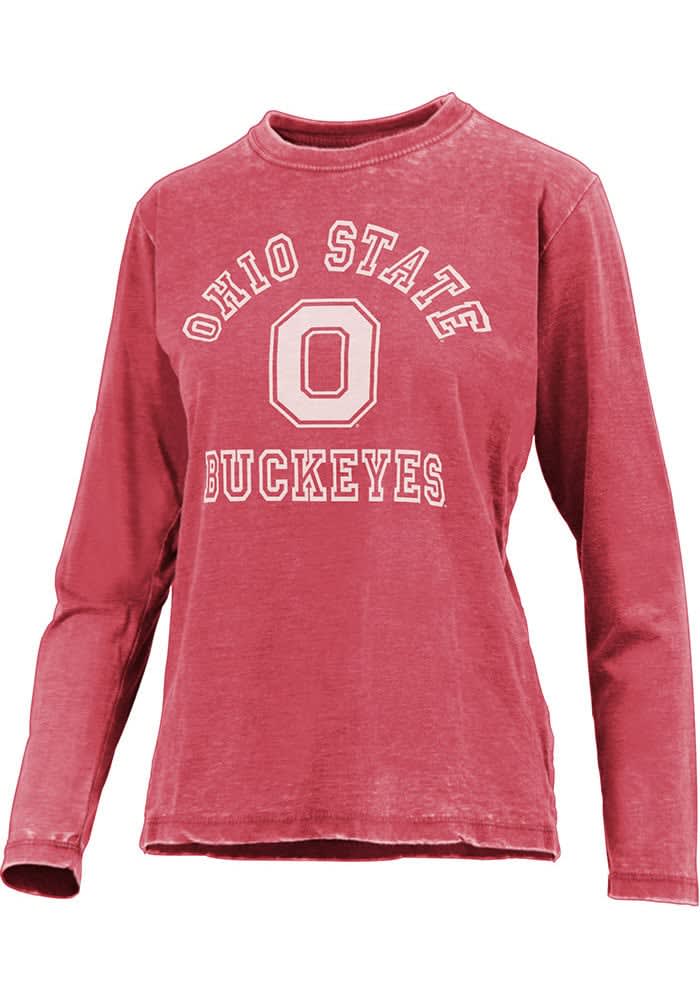 Pressbox Ohio State Buckeyes Womens Red Polly LS Tee