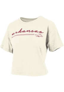 Pressbox Arkansas Razorbacks Womens Ivory Vintage Short Sleeve T-Shirt