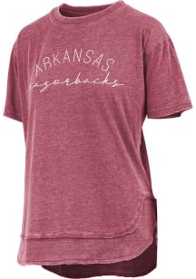 Pressbox Arkansas Razorbacks Womens Crimson Poncho Short Sleeve T-Shirt