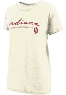 Indiana Hoosiers Ivory Pressbox Boyfriend Short Sleeve T-Shirt