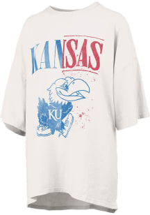 Pressbox Kansas Jayhawks Womens White RNR Short Sleeve T-Shirt