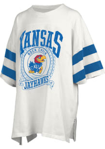 Pressbox Kansas Jayhawks Womens White Floyd Short Sleeve T-Shirt