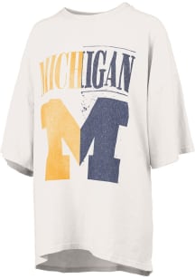 Pressbox Michigan Wolverines Womens White RNR Short Sleeve T-Shirt