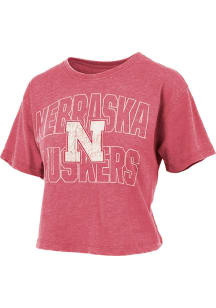 Pressbox Nebraska Cornhuskers Womens Red Vintage Short Sleeve T-Shirt